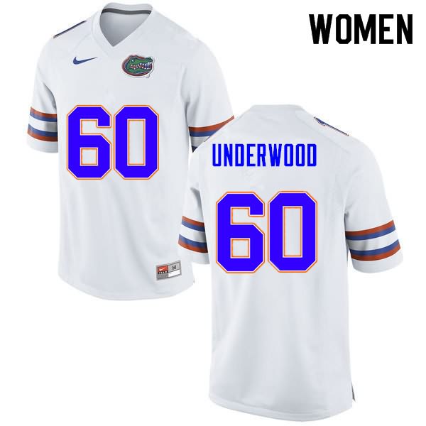 NCAA Florida Gators Houston Underwood Women's #60 Nike White Stitched Authentic College Football Jersey ESF6164EA